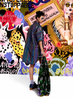 Load image into Gallery viewer, Blue PVC Exaggerated Shirt Dress