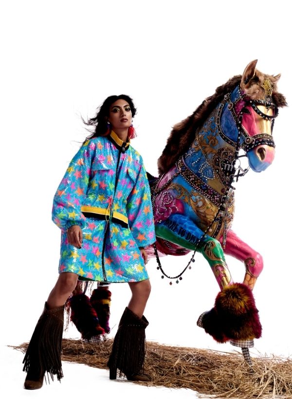 Multi Colored Turquoise Sequin Jacket Dress