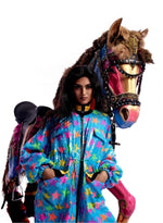 Load image into Gallery viewer, Multi Colored Turquoise Sequin Jacket Dress