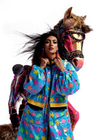 Load image into Gallery viewer, Multi Colored Turquoise Sequin Jacket Dress