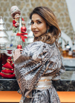 Load image into Gallery viewer, Grey Animal Print Leather Skirt Set