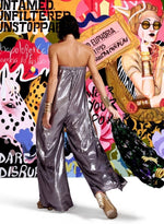 Load image into Gallery viewer, Silver Off Shoulder Jumpsuit