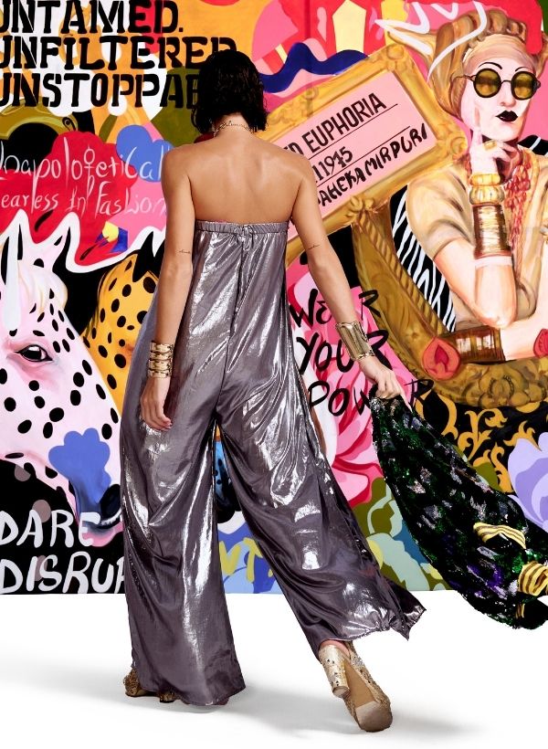 Silver Off Shoulder Jumpsuit