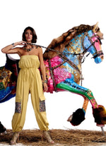 Load image into Gallery viewer, Yellow Jumpsuit With Exaggerated Swarovski Pockets