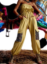 Load image into Gallery viewer, Yellow Jumpsuit With Exaggerated Swarovski Pockets