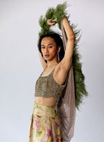 Load image into Gallery viewer, Silver and Copper Beaded Blouse, Palazzo & Shawl