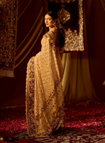 Load image into Gallery viewer, Swarovski Embellished Gold Banarasi Saree