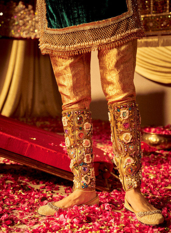 Dark Green & Gold Embellished Kurta Set