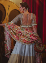 Load image into Gallery viewer, Metallic Lehenga Set with Floral Dupatta