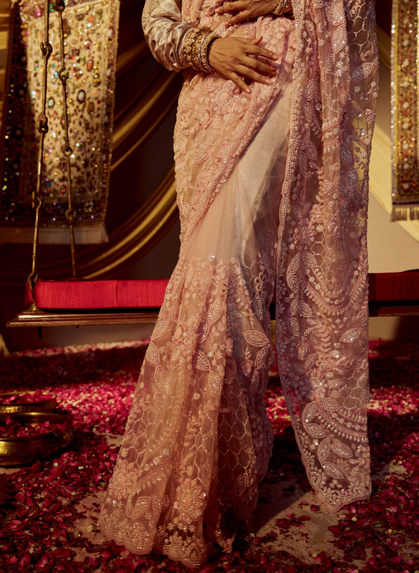 Dusty Pink Beaded Zaal Saree