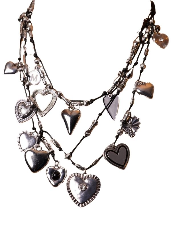 LAYERED SILVER HEART CHAINS