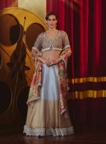 Load image into Gallery viewer, Metallic Lehenga Set with Floral Dupatta