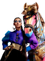 Load image into Gallery viewer, Black & Blue Taffeta Skirt