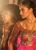 Load image into Gallery viewer, Pink Orange Abstract Pschydelic Motives Blouse