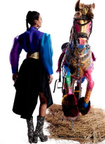 Load image into Gallery viewer, Black & Blue Taffeta Skirt