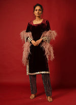 Load image into Gallery viewer, Maroon Velvet Kurta Set