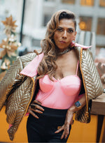 Load image into Gallery viewer, Gold Quilted Bomber Jacket