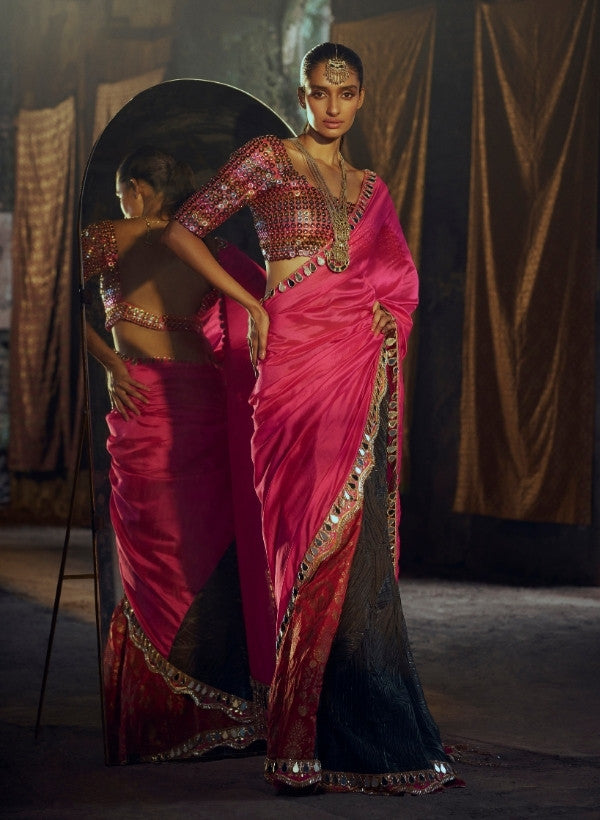 Pink Orange Abstract Pschydelic Motives Blouse