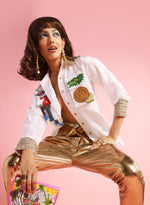 Load image into Gallery viewer, White Silky Elaborate Shirt