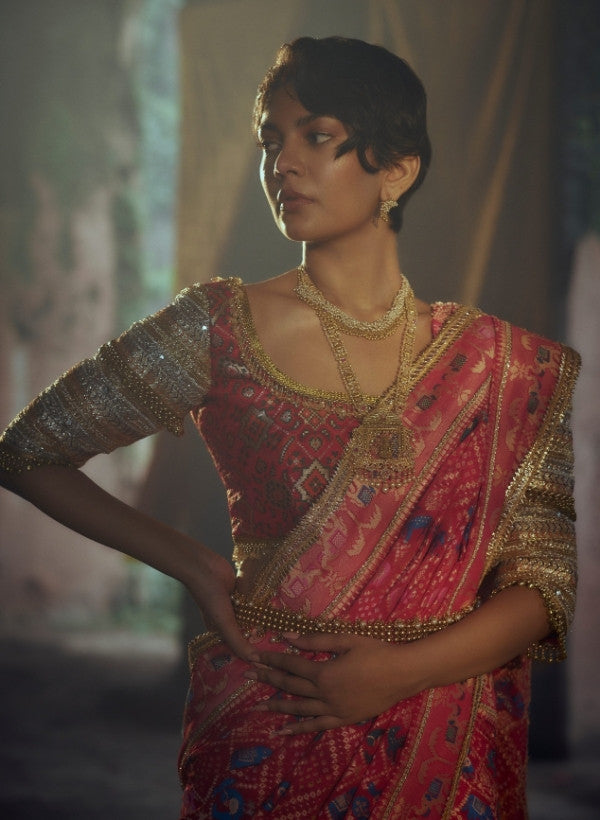 Red Heavy Bandhani Silk Saree