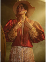 Load image into Gallery viewer, Antique Motif Blazer & Chantilly Lace Lehenga Set