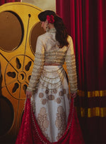 Load image into Gallery viewer, Jewel Finish Gold Brocade Lehenga Set