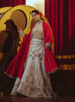 Load image into Gallery viewer, Jewel Finish Gold Brocade Lehenga Set