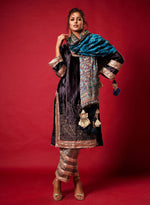 Load image into Gallery viewer, Cherry Red Velvet Kurta Set