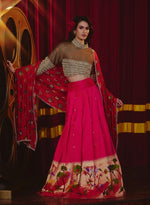 Load image into Gallery viewer, Bejeweled Hot-Pink Pathani Lehenga Set