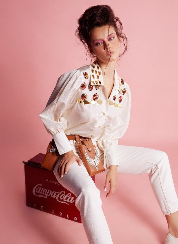 Cream Taffeta Elaborate Shirt