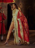 Load image into Gallery viewer, Sky Blue Banarasi Jacket Anarkali Set