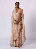 Load image into Gallery viewer, Dusty Rose crushed Silk Floral Kurta Set