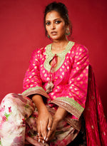 Load image into Gallery viewer, Hot Pink Banarasi Dhoti Kurta Set
