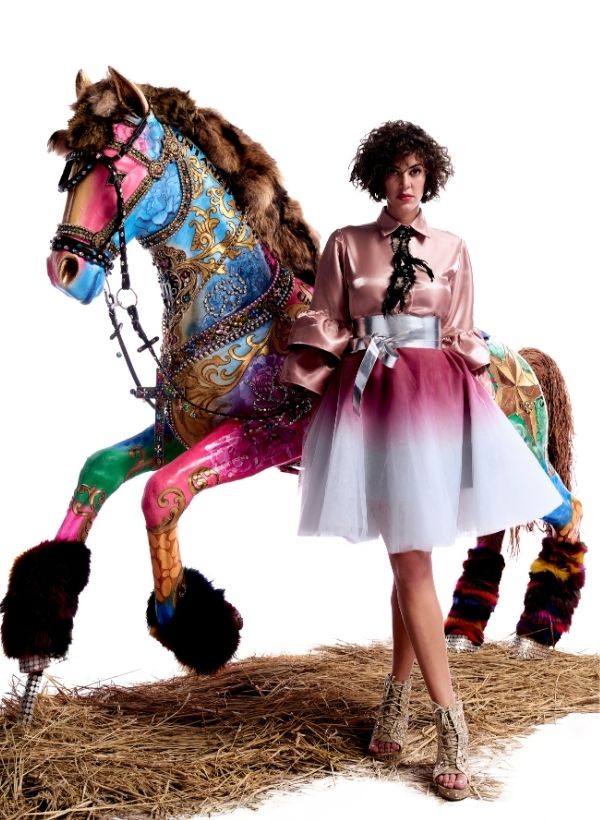 Maroon & Blue Tulle Skirt