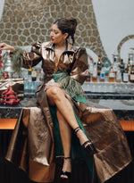 Load image into Gallery viewer, Copper Metallic Leather Co-ord Set