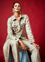 Load image into Gallery viewer, Statement Denim Embellished Jacket Set