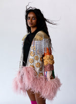 Load image into Gallery viewer, Silver Mesh Hand-Embroidered Open Jacket