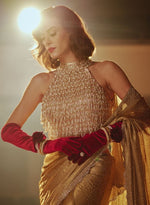 Load image into Gallery viewer, Sequined Gold Sari & Tassel Embellished Blouse – Sari