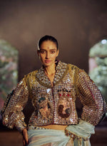 Load image into Gallery viewer, The Modern Maharani Bejeweled Jacket Saree Set