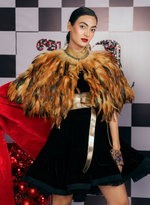 Load image into Gallery viewer, DUSTY YELLOW FEATHER CAPE