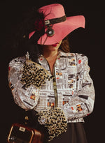 Load image into Gallery viewer, Newspaper Print Jacket & Black Taffeta Dress – Dress