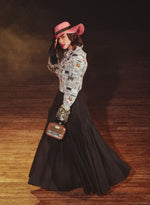Load image into Gallery viewer, Newspaper Print Jacket & Black Taffeta Dress – Dress