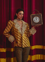 Load image into Gallery viewer, Embellished Gold Brocade Blazer Set – Jacket