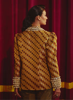 Load image into Gallery viewer, Embellished Gold Brocade Blazer Set