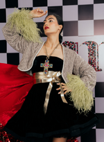 Load image into Gallery viewer, SWAROVSKI OPEN JACKET WITH OSTRICH FEATHER SLEEVES