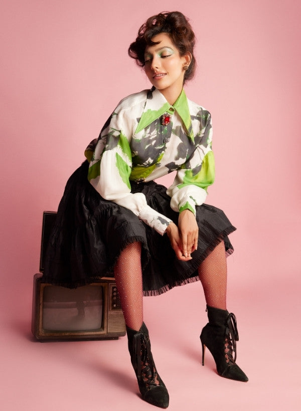 French Organza Printed Elaborate Shirt