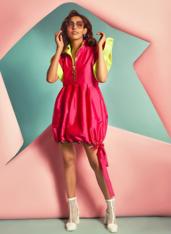 Hot Pink Balloon Dress – Maheka Mirpuri