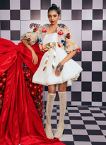 Load image into Gallery viewer, PEACH SWAROVSKI EMBELLISHED BOLERO