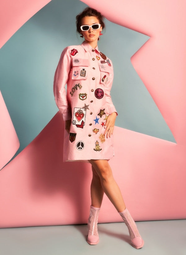 Light Pink French Taffeta Shirt Dress