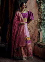 Load image into Gallery viewer, Light Pink Brocade Silk Lehenga Set